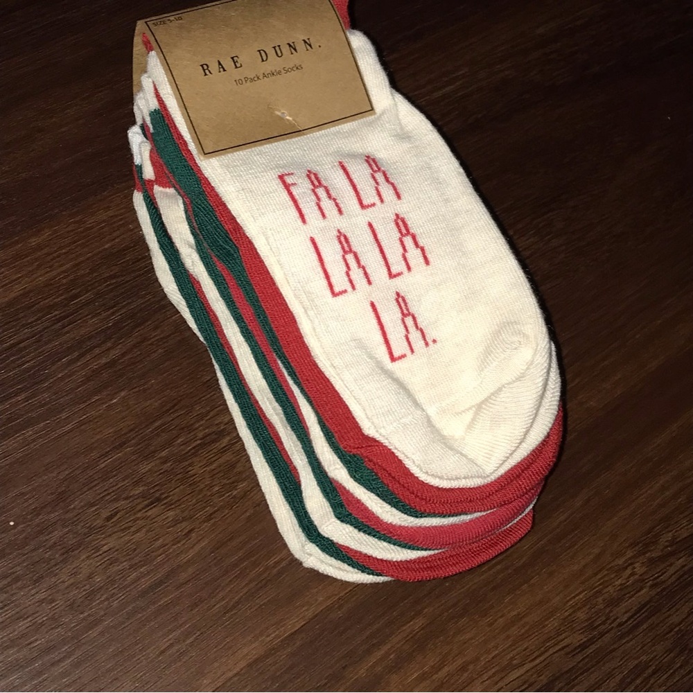 Rae Dunn 10 Pack Festive Holiday Ankle Socks NWT